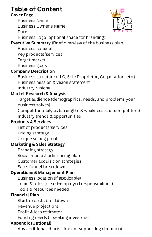 Business Plan Template - The Pink Print
