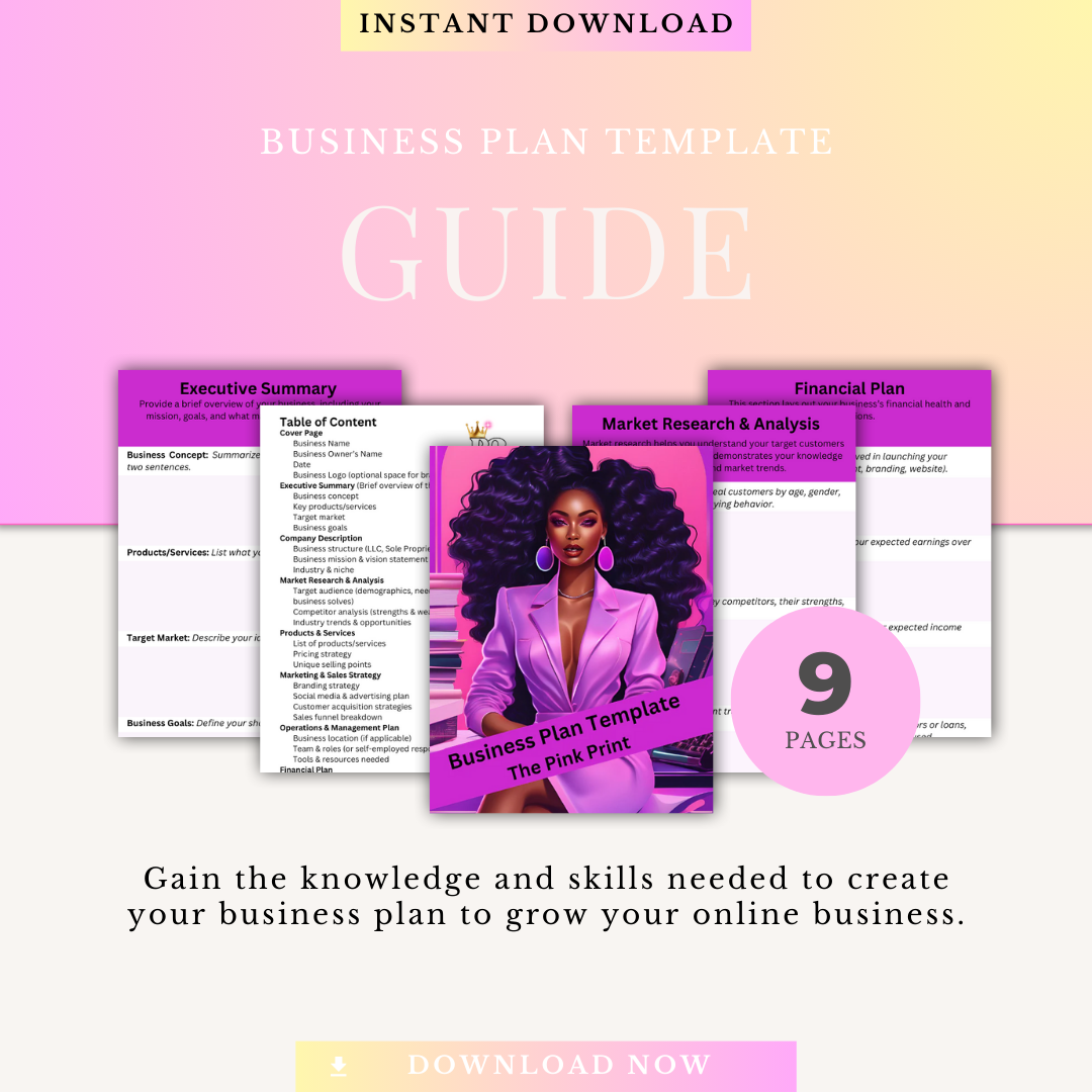 Business Plan Template - The Pink Print